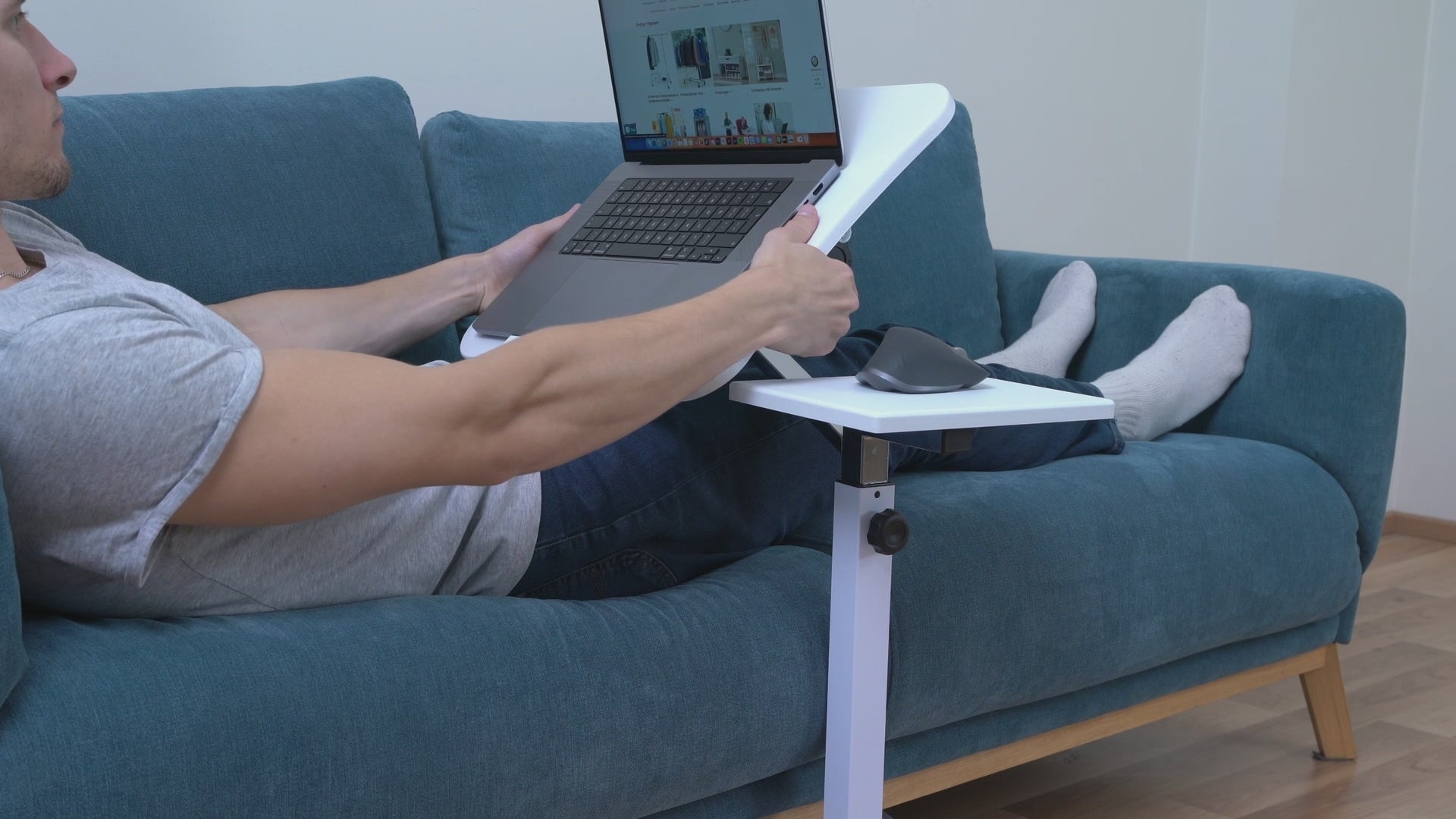 Adjustable Laptop Table, Portable Laptop Desk, Sofa Desk, Laptop Bed Table, with Mouse Pad, Desk on Wheels, Tatkraft Like, 8