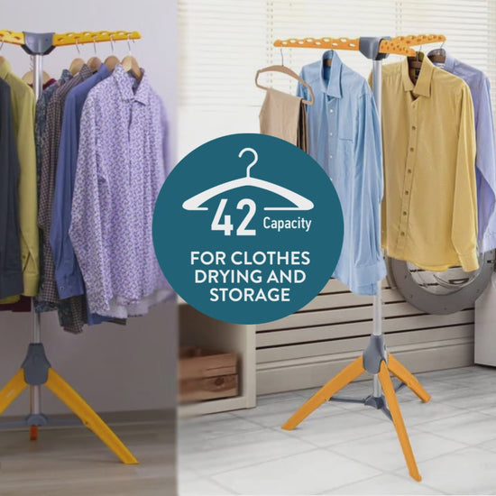 Sturdy Foldable Clothes Airer, Clothes Hangers Stand, Foldable Clothes Rack, Tripod Air Dryer, Tatkraft Palm, 6