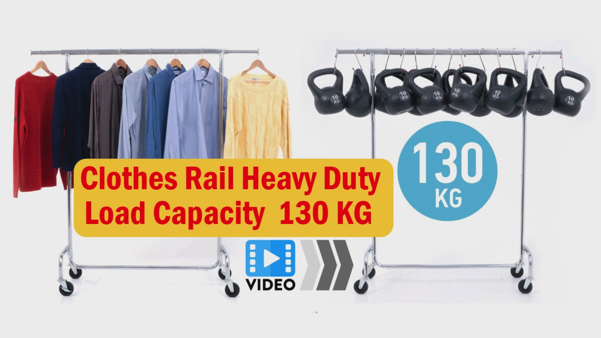 Clothes Rail Heavy Duty, 286 Lbs Capacity, Clothes Rail Industrial, Extendable Clothes Rail, on Wheels, Tatkraft Didrik, 3