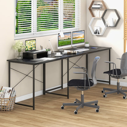 Reversible Corner Study Workstation and Writing Desk with Monitor Stand-Black, Costway, 3