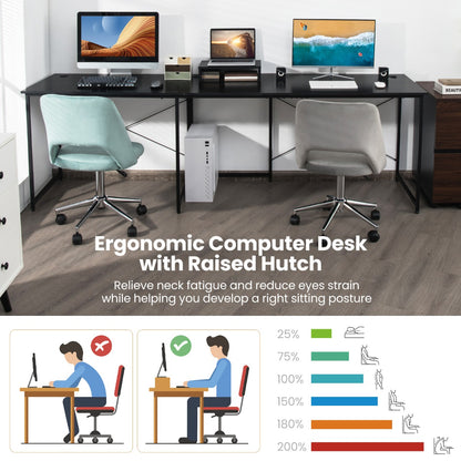Reversible Corner Study Workstation and Writing Desk with Monitor Stand-Black, Costway, 7
