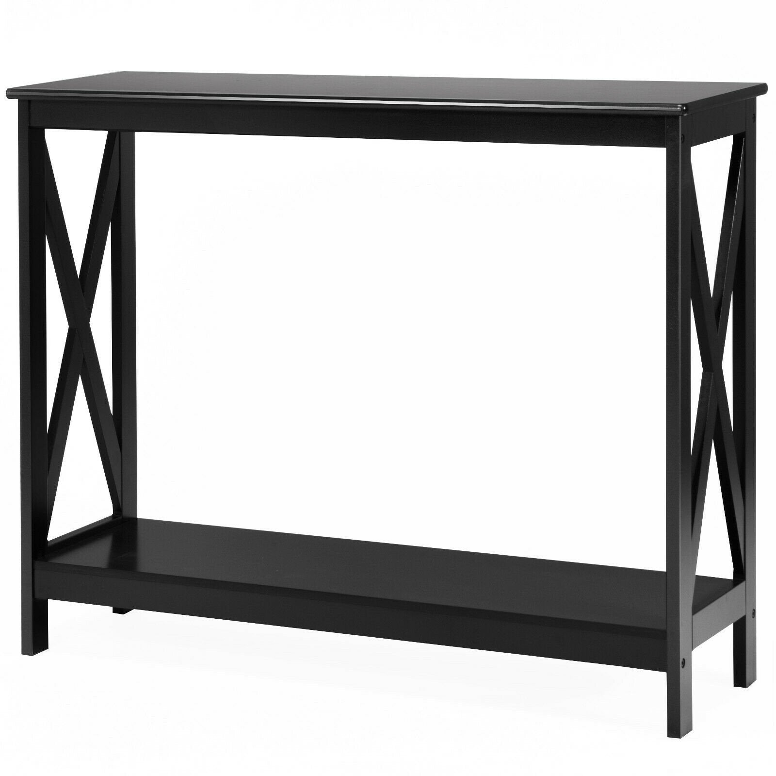 2 Tier Wooden Console Table-Black, Costway, 1