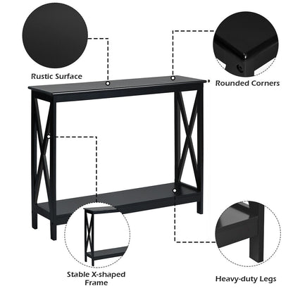 2 Tier Wooden Console Table-Black, Costway, 1