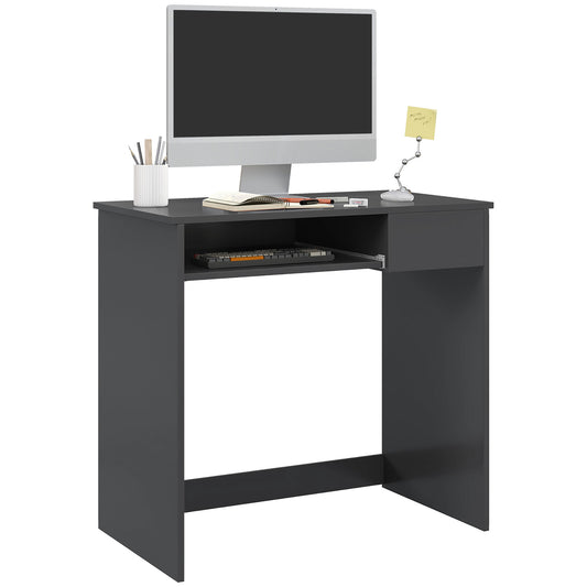 Compact Computer Desk with Keyboard Tray and Drawer, Study Desk, Writing Desk for Home Office, Grey, HOMCOM, 1