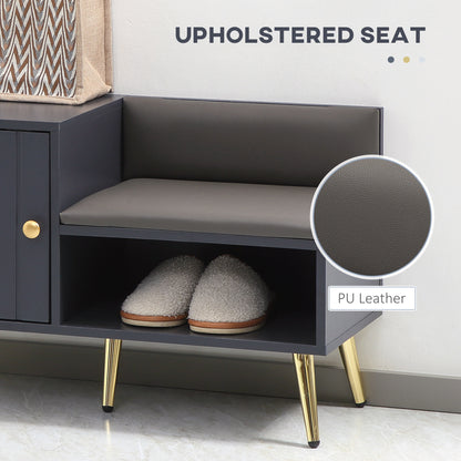 Entryway Furniture Set for 19 Pairs of Shoes, Hallway Shoe Cabinet with Adjustable Shelves, Shoe Storage Bench with Steel Legs, Grey, HOMCOM, 7