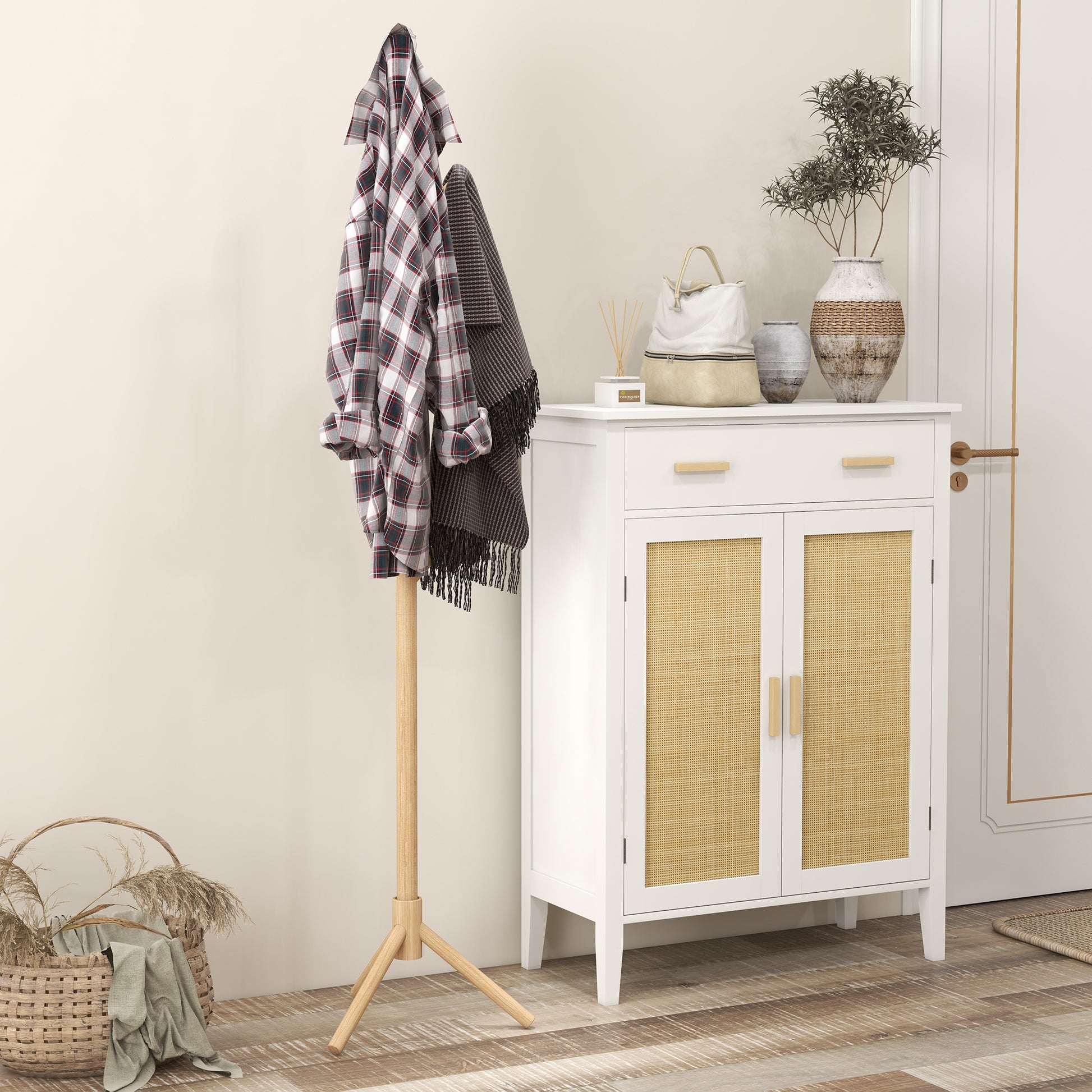 Eight-Hook Wooden Coat Rack - Natural, HOMCOM, 7