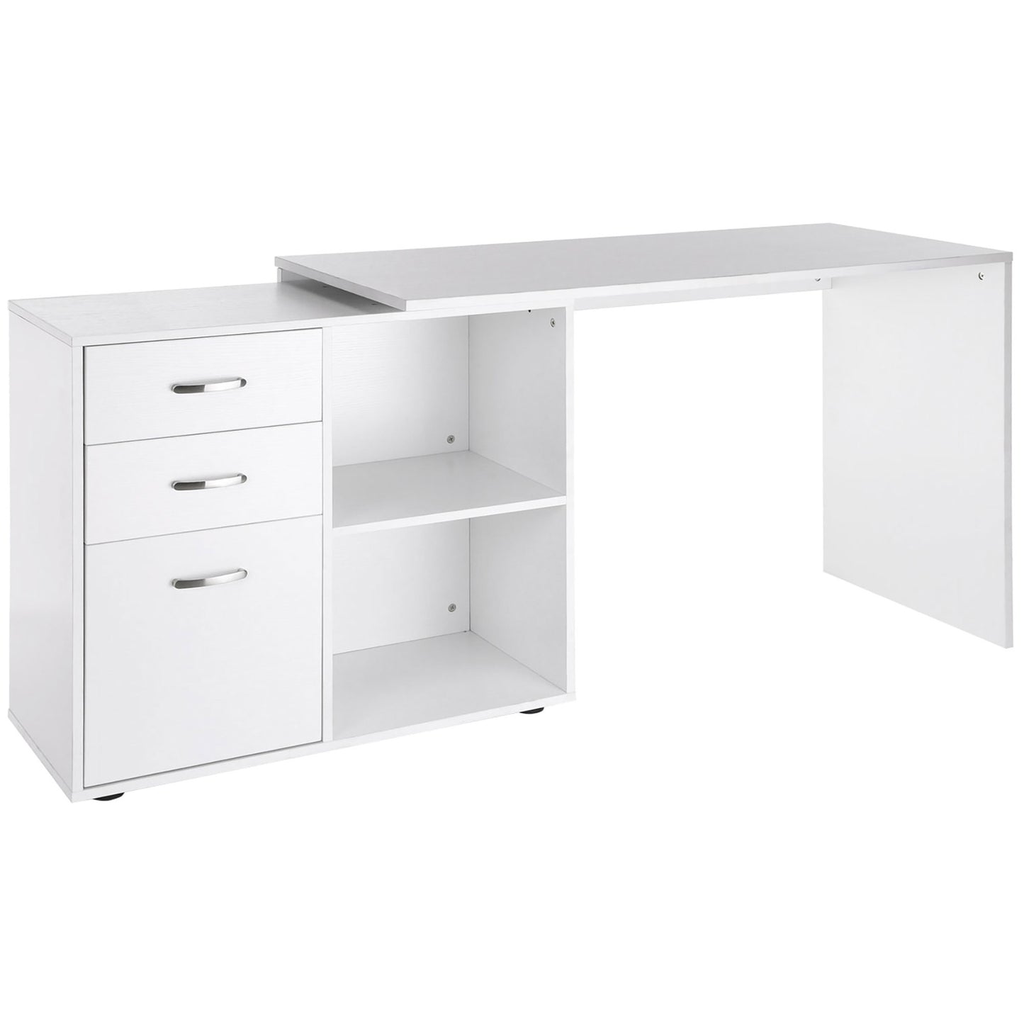 L-Shaped Computer Desk, 2 Shaped Corner Desk with Drawers, File Cabinet and Storage Shelves, Home Office Desk, 117 x 83.5 x 76cm, White, HOMCOM, 1