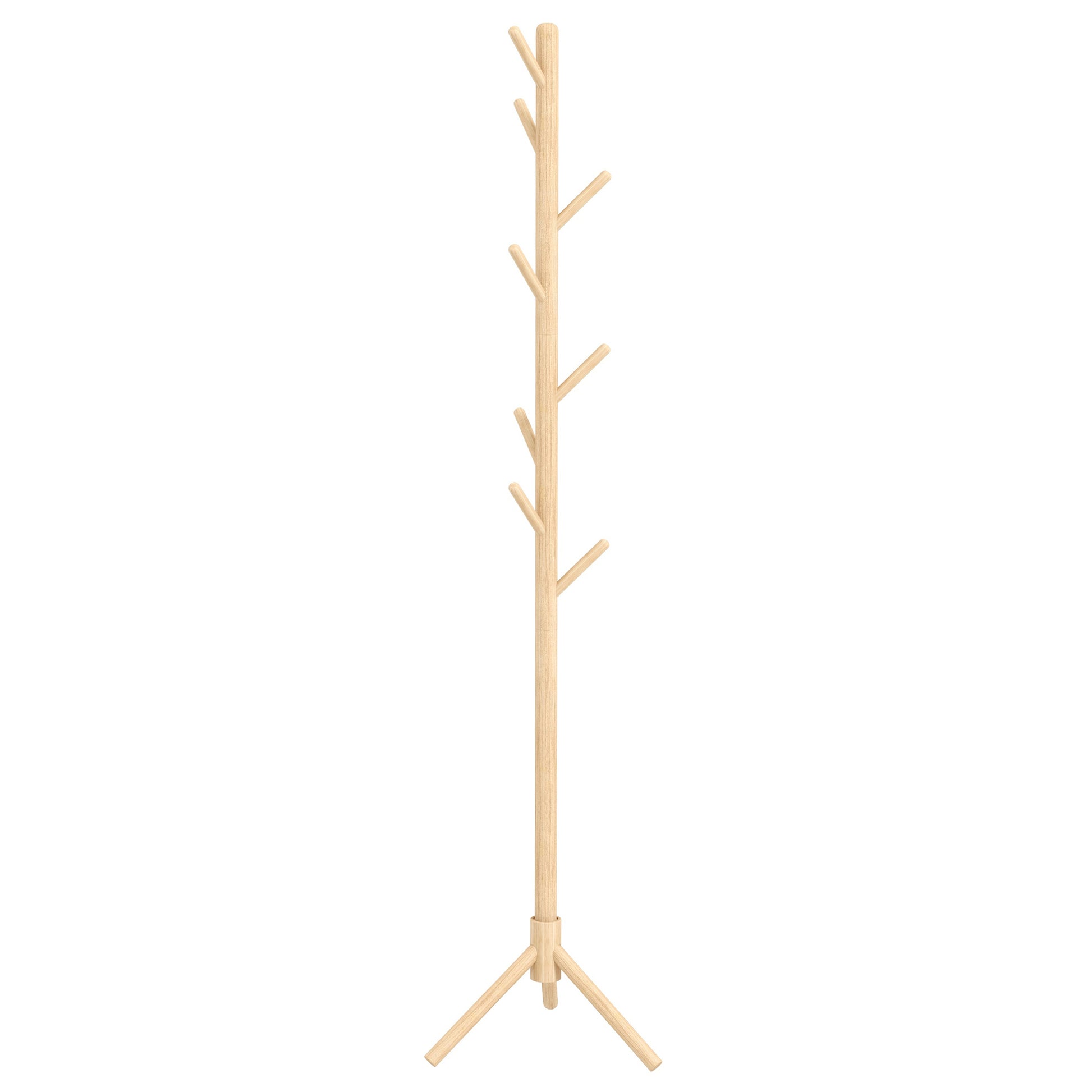 Eight-Hook Wooden Coat Rack - Natural, HOMCOM, 1