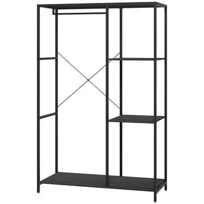 Steel Frame Clothes Storage Rack, with Shelves - Black, HOMCOM, 1