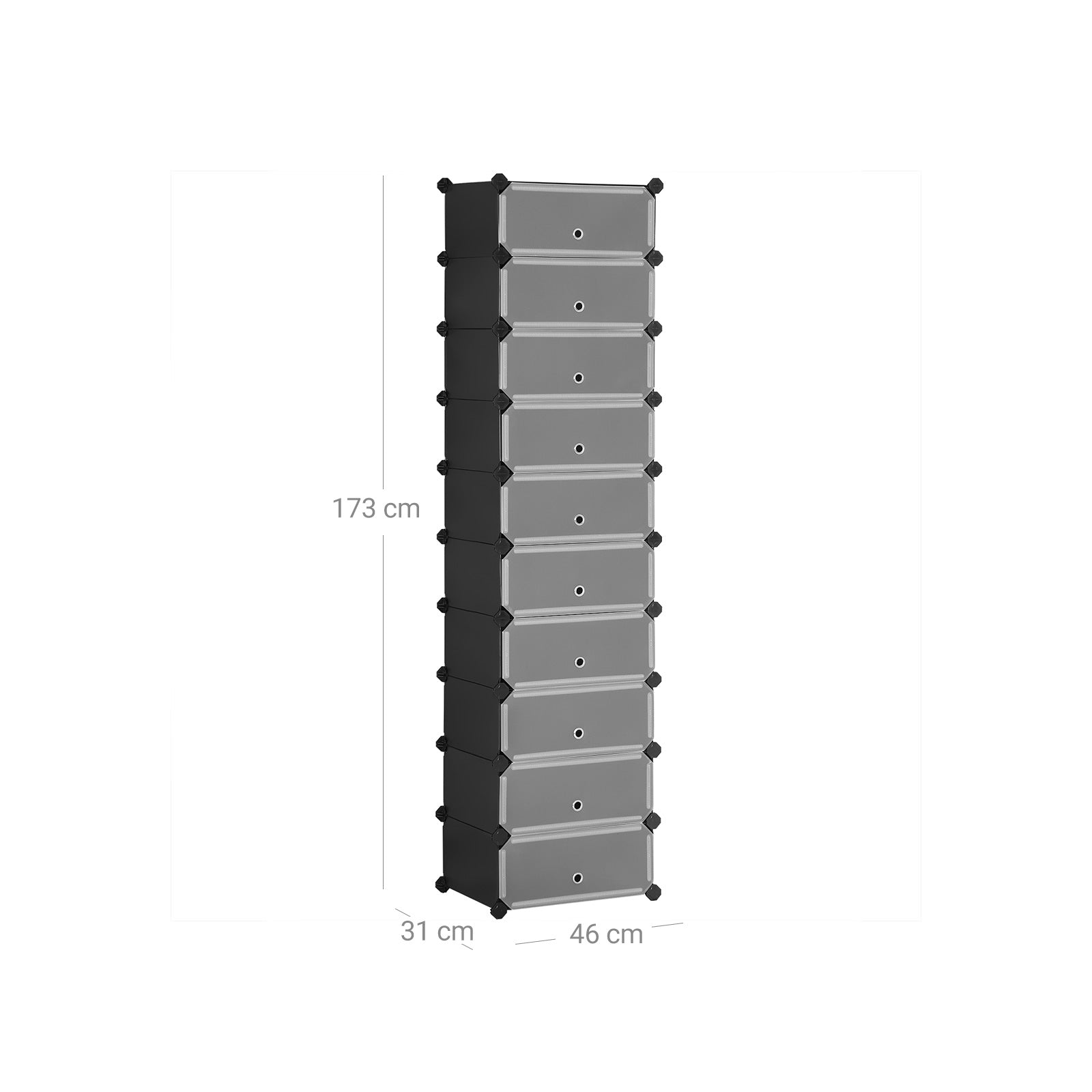 Interlocking Shoe Rack, Rectangular Storage Organiser, 10-Slot Modular DIY Storage Shelf Unit, SONGMICS, 6