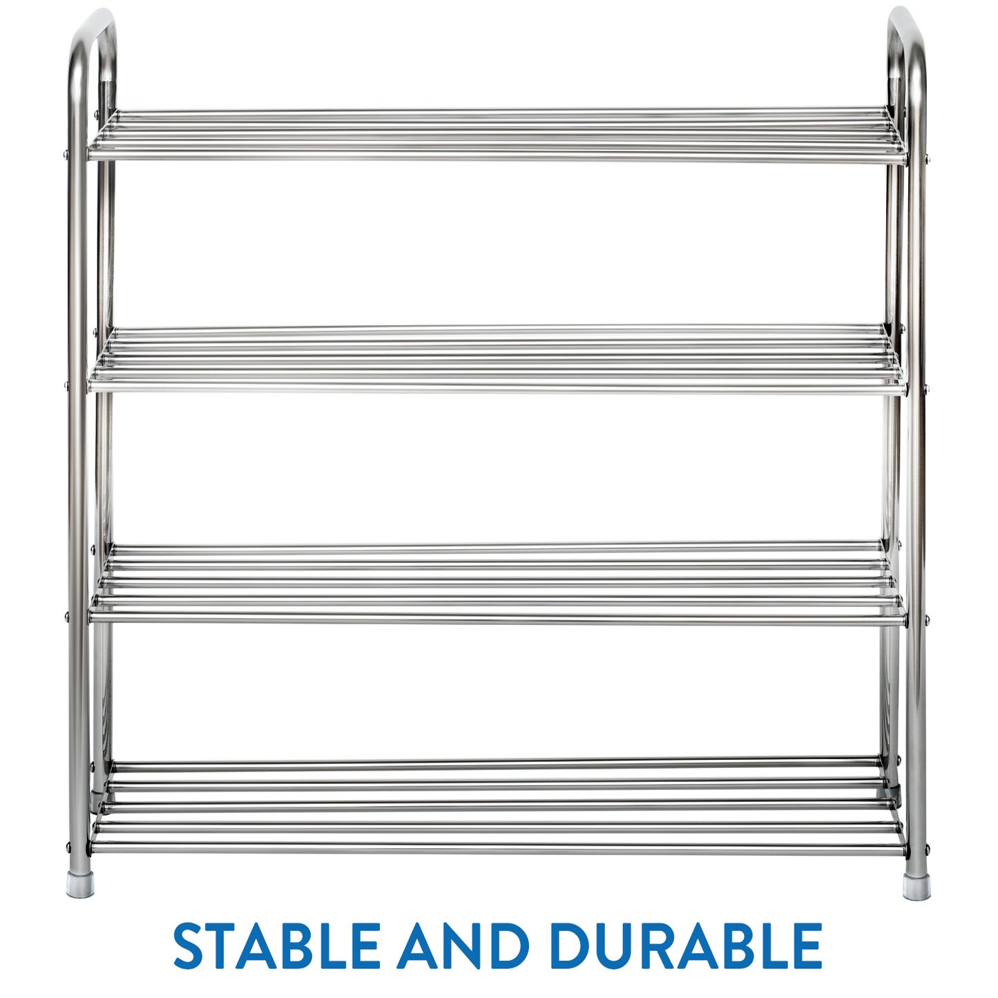  Stainless Steel 4 Tier Shoe Rack, Stable, Durable and Sturdy,