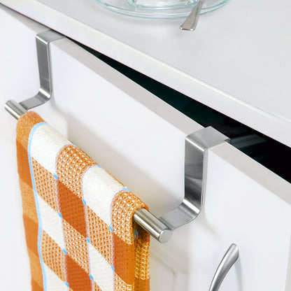 2 Pack, Over the Door Towel Rail, Stainless Steel, Towel Holder with Anti-Slip Scratch-Protecting Stripe