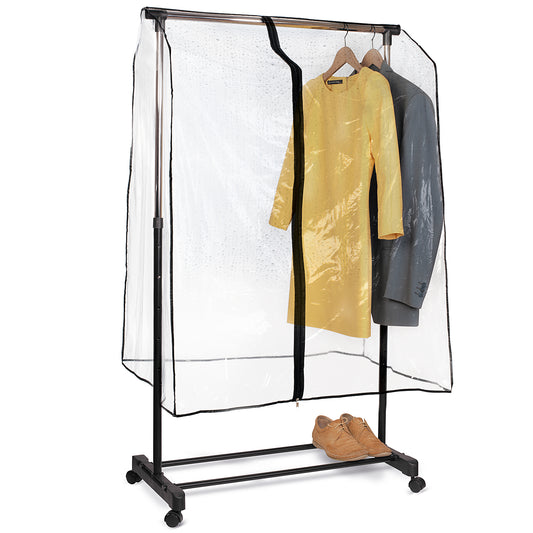 Tatkraft Smart - Cover for Clothes Rails keeps Clothes Free from Dust and Dirt, Garment Rack Protection Cover with Zipper, Transparent