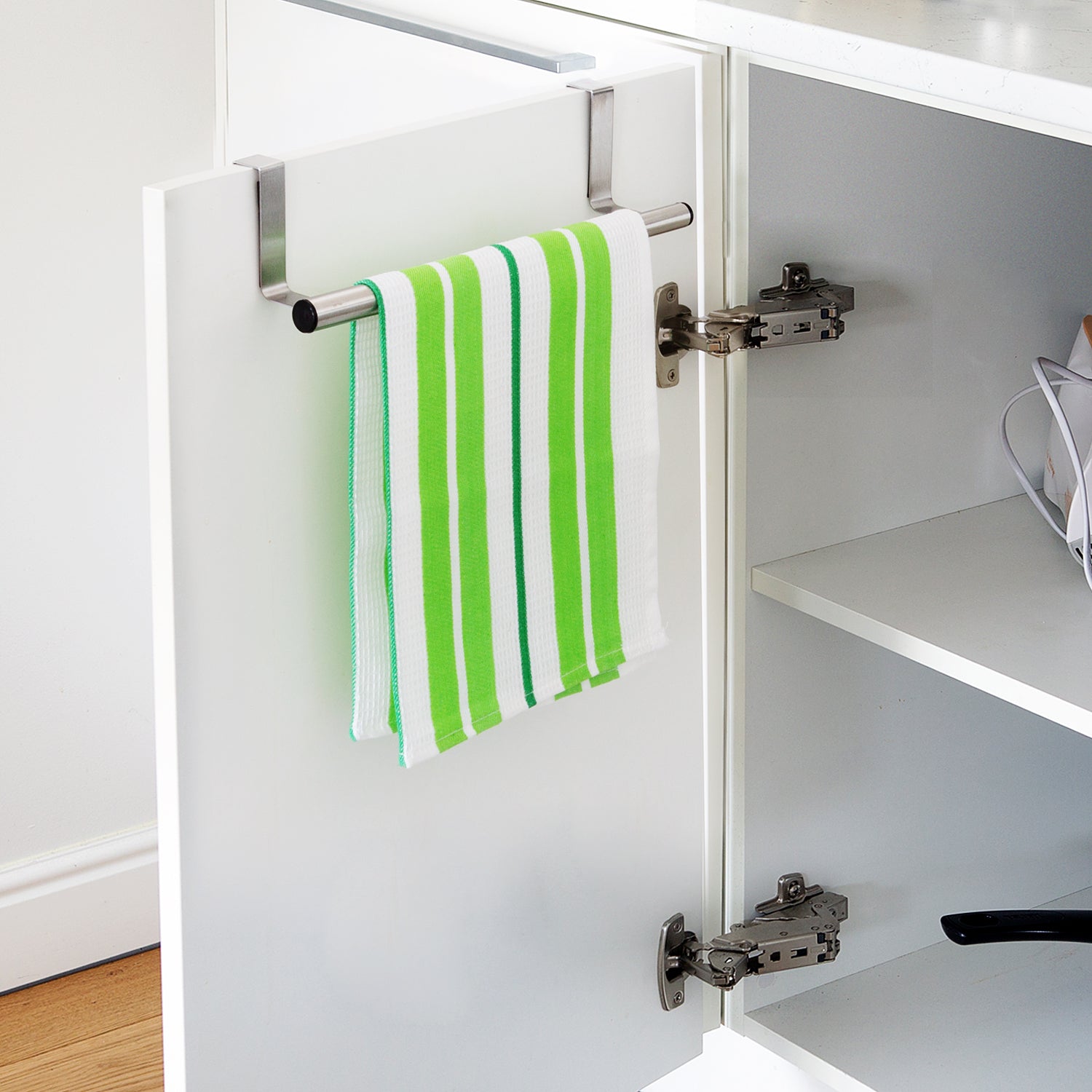 Over Door Towel Rail, Extendable Towel Holder for Cupboard Drawer Cabinet, Stainless Steel, Tatkraft Spread, 3