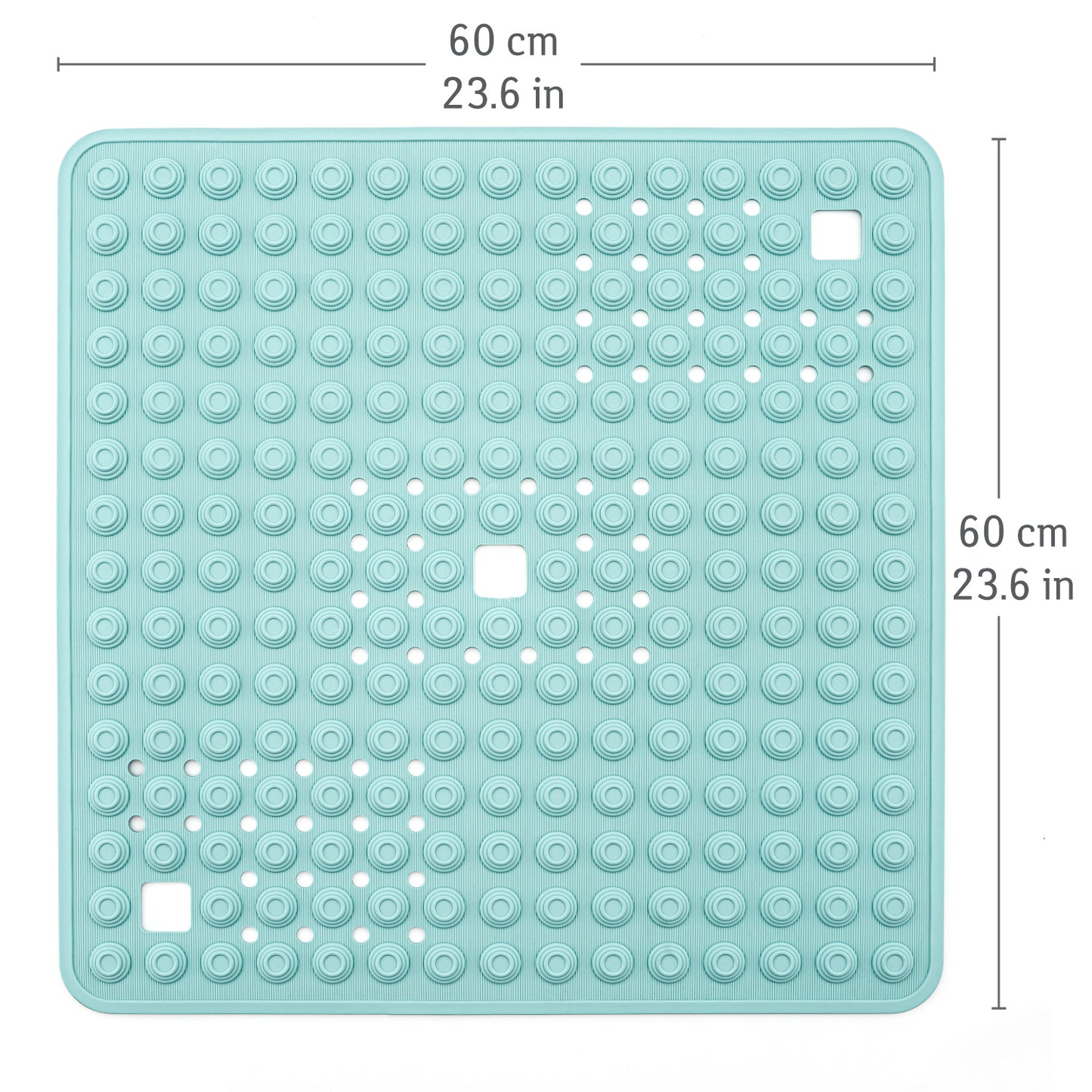 Tatkraft Detail - Heavy Duty Shower Mat Non Slip, Rubber Shower & Bathtub Mat with 134 Powerful Suction Cups, 60x60 cm, Blue, Made in Italy
