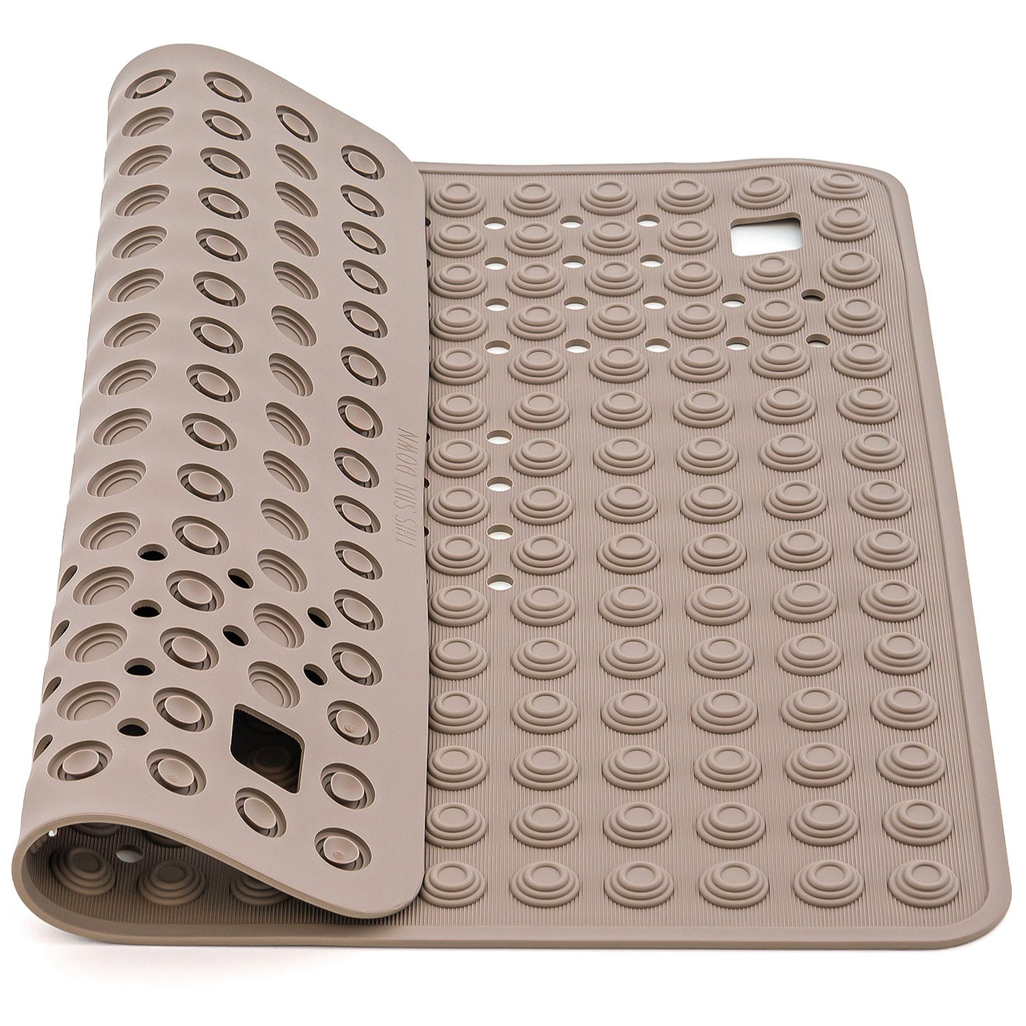 Tatkraft Detail - Heavy Duty Shower Mat Non Slip, Rubber Shower & Bathtub Mat with 134 Powerful Suction Cups, 60x60 cm, Brown, Made in Italy