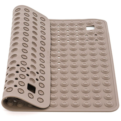 Tatkraft Detail - Heavy Duty Shower Mat Non Slip, Rubber Shower & Bathtub Mat with 134 Powerful Suction Cups, 60x60 cm, Brown, Made in Italy
