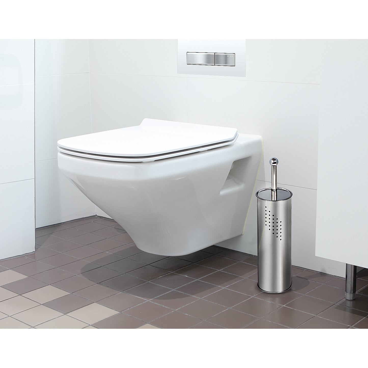 Tatkraft Kaiser - Toilet Brush Holder Closed Toilet Brush Set, Stainless Steel