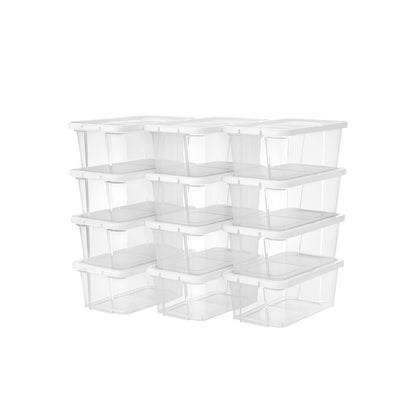 12 Set Shoe Boxes with Lids, Clear Transparent Stackable Versatile Storage Organiser, Sizes Up to UK 7.5, SONGMICS, 1
