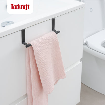 Over Door Towel Rail, Over the Door Towel Rail, Towel Holder for Cupboard Drawer Cabinet,  Tatkraft Horizon Black, 3