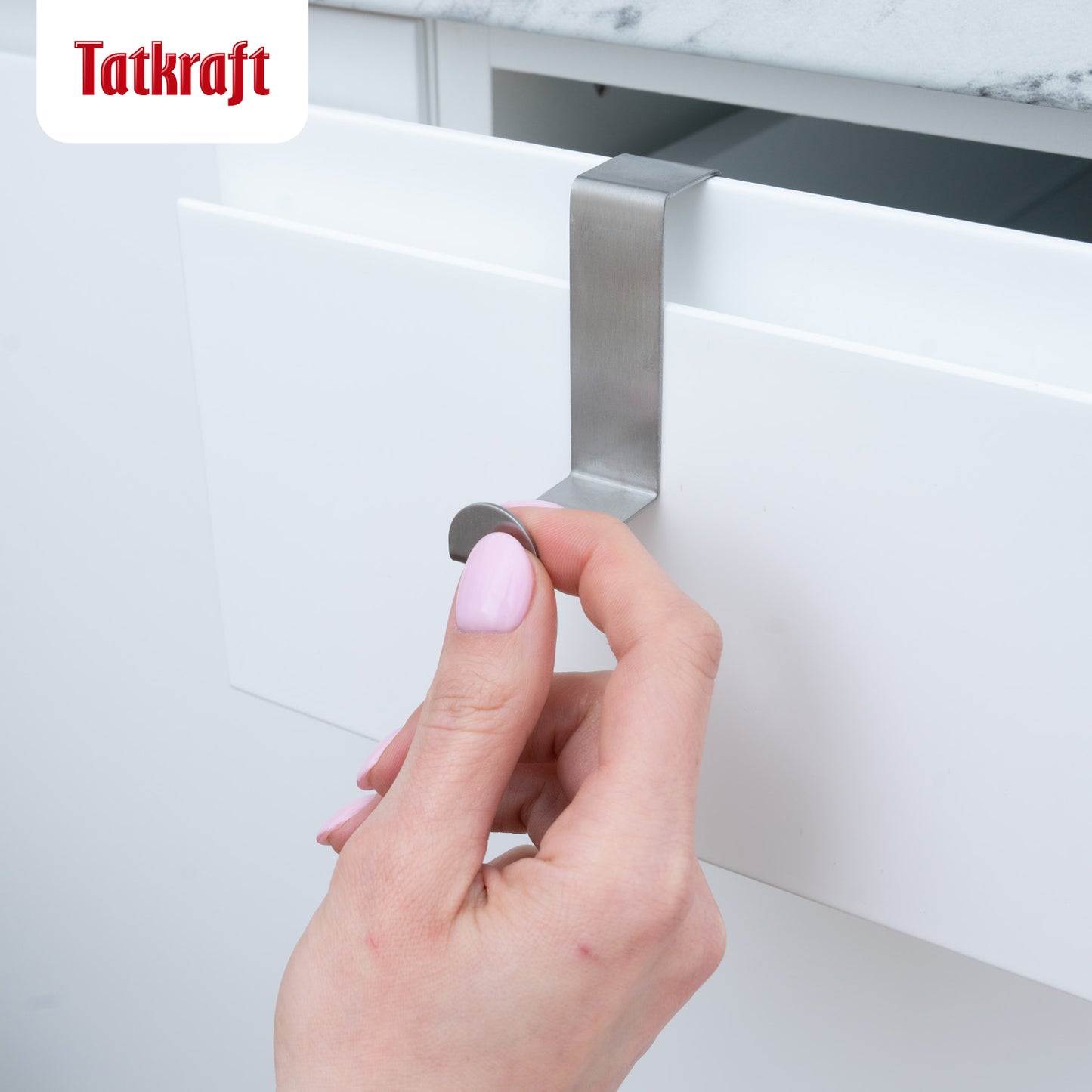 Tatkraft Seger - 10 Over Door Hooks, Stainless Steel, Reversible and Compatible for Cabinet Door Cupboard Drawer Closet, 5 kg 11lbs