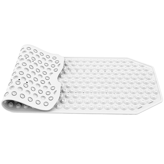 Tatkraft Secure - Non Slip Bath Mat for Inside Shower/Bath, 40 x 103cm, Durable Natural Rubber Bathtub Mat, White, Premium Italian Quality