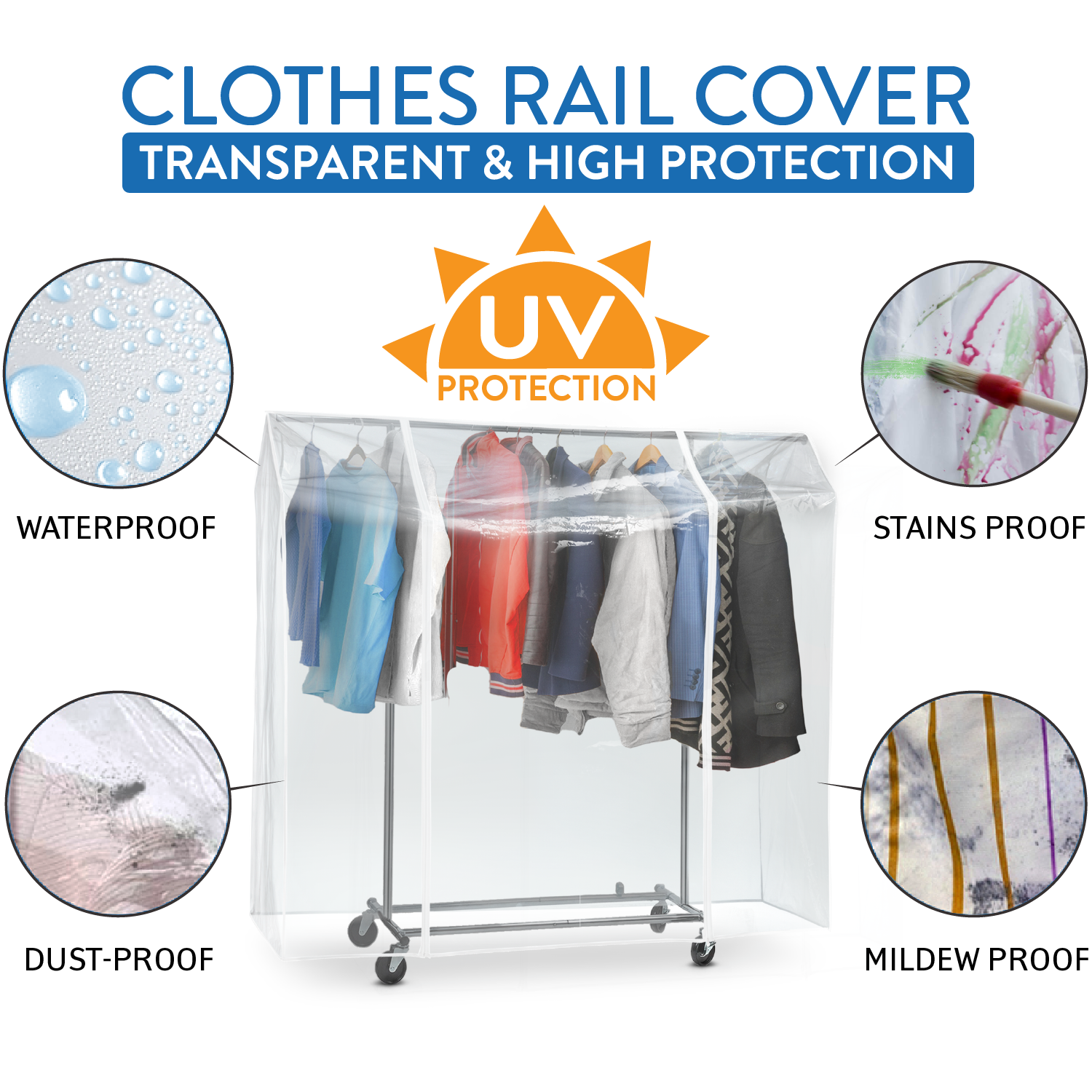 Clothes Rack Cover, Clear, Tatkraft Protector –