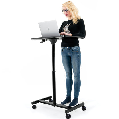 Laptop Table, Laptop Desk, Gas-Spring Pneumatic, Optimal for sit-stand work. Computer desk, Table on wheels, Tatkraft Focus