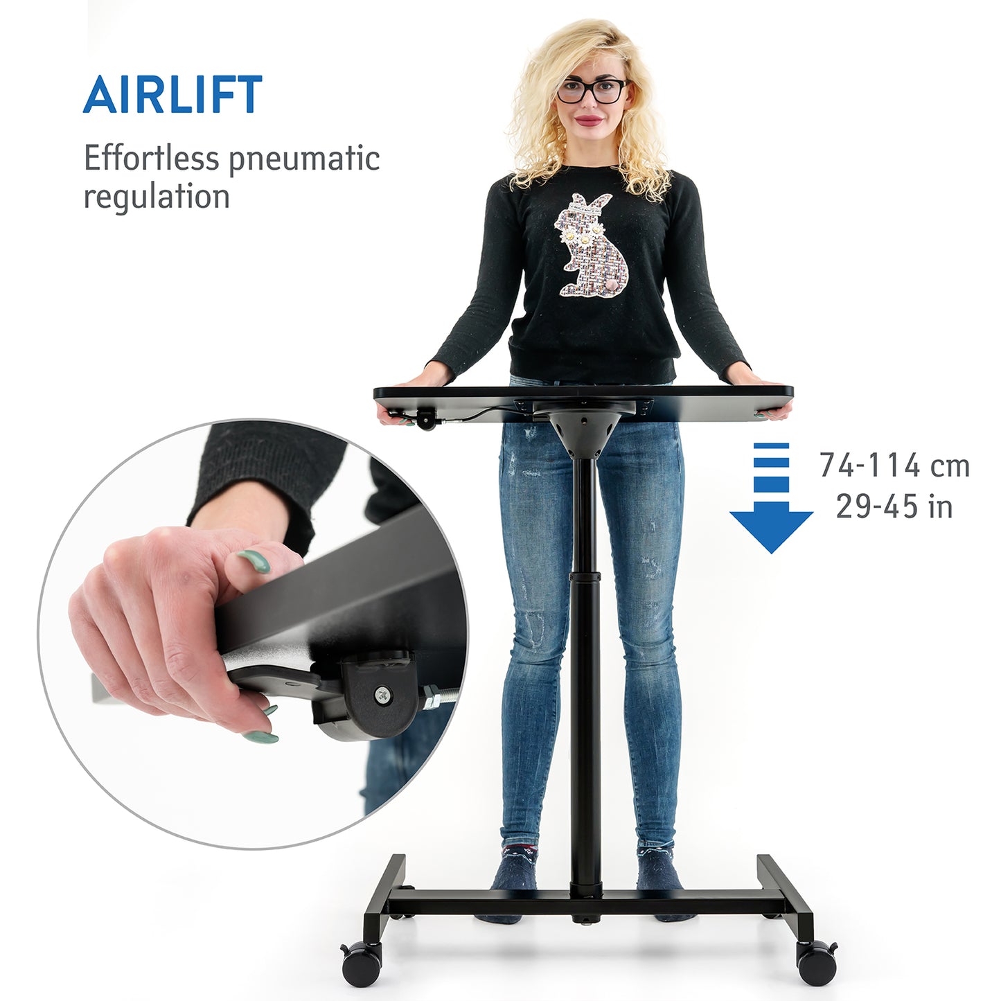 Computer Table with Easy Airlift Height Regulation