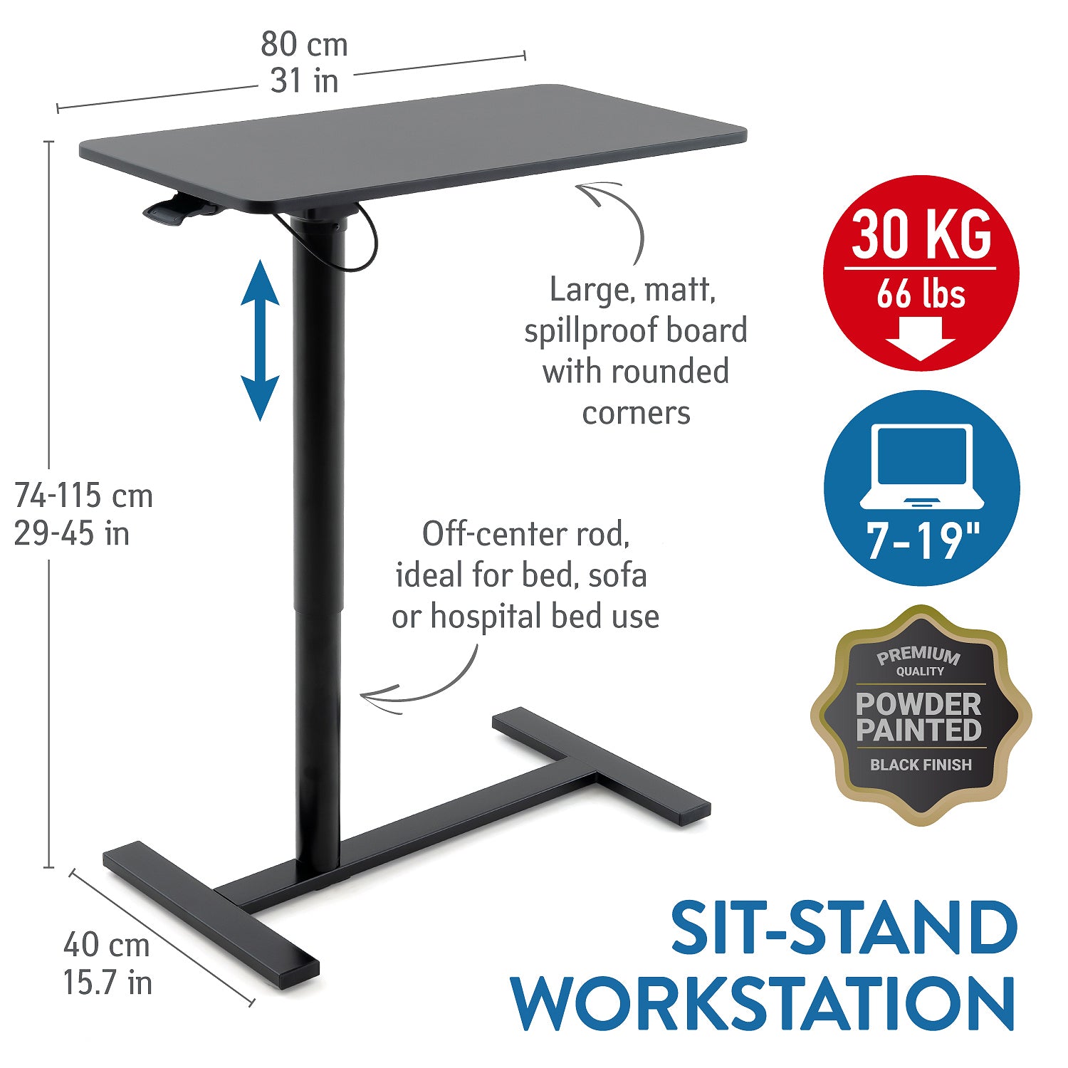 Sit-Stand Workstation with Height Adjustable from 29 to 45in
