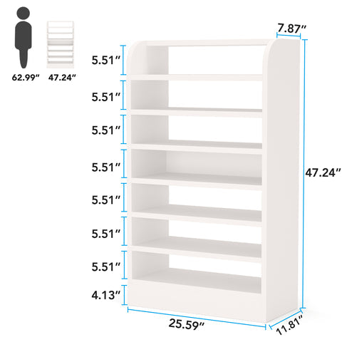 Shoe Rack, Shoe Cabinet, 8-Tier, Shoe Storage Cabinet, Shoe Shelf Shoes Rack Organizer, White, Tribesigns, 7