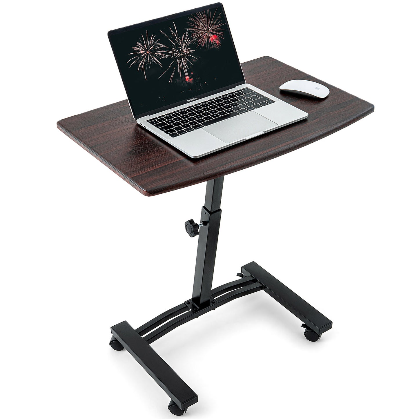 Laptop Table, Adjustable Laptop Table, Portable Laptop Table, Laptop Table on Wheels, MDF, Walnut, Tatkraft Salute, 7