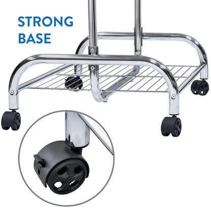 Tatkraft Bull - Heavy Duty Garment Rack, Adjustable Clothes Stand with Wheels and Shoes Rack, Holds up to 80kg