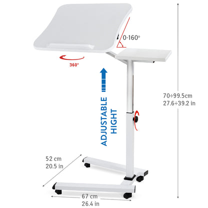 Adjustable Laptop Table, Portable Laptop Desk, Sofa Desk, Laptop Bed Table, with Mouse Pad, Desk on Wheels, Tatkraft Like, 14