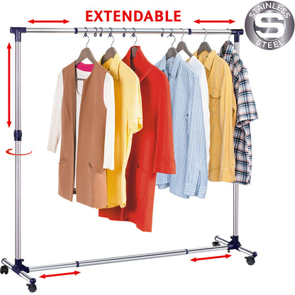 Clothes Rail, Extendable Clothes Rail, Coat Rail, Clothes Rail on Wheels, Adjustable Clothes Rail, Tatkraft New York, 2