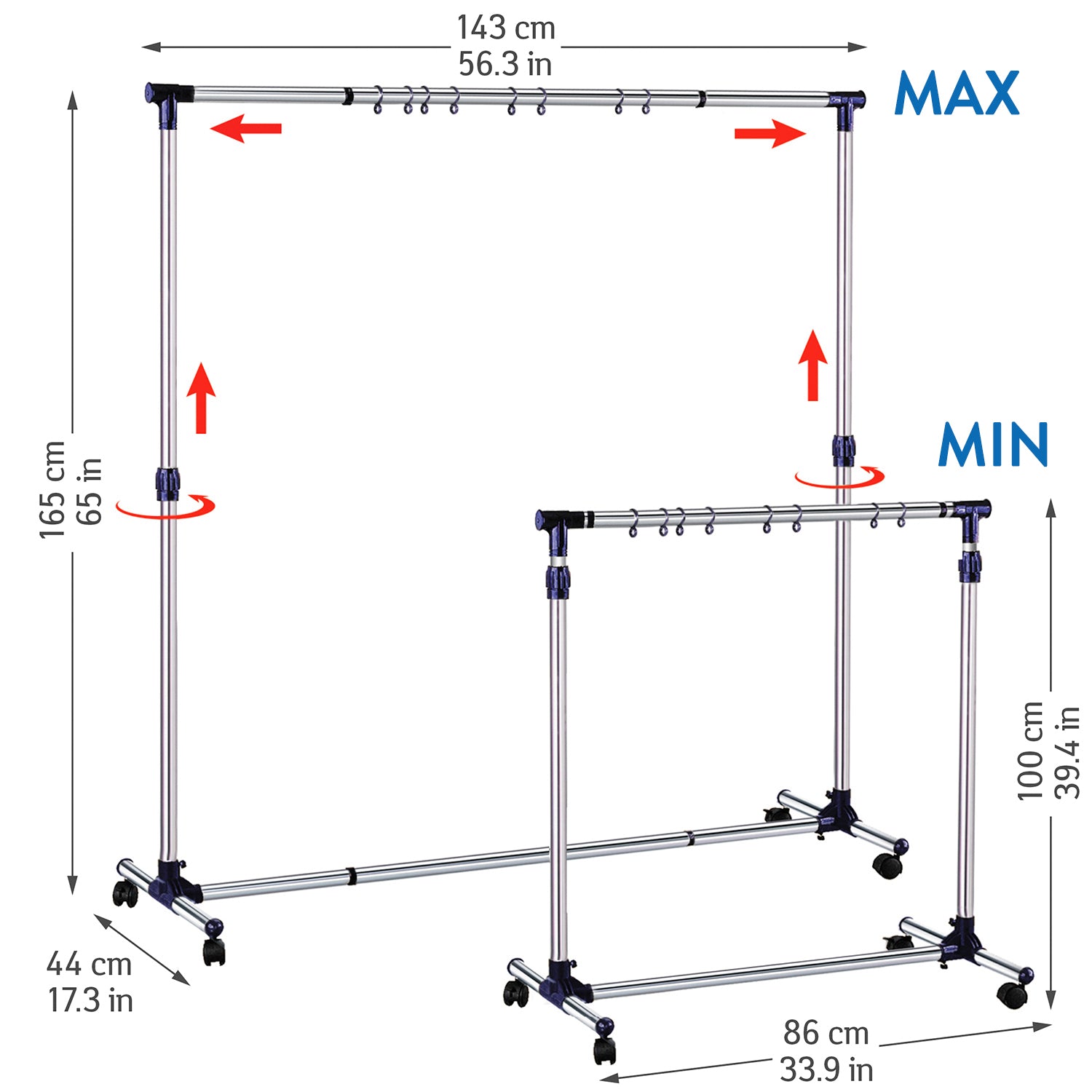 Extendable discount wardrobe rail