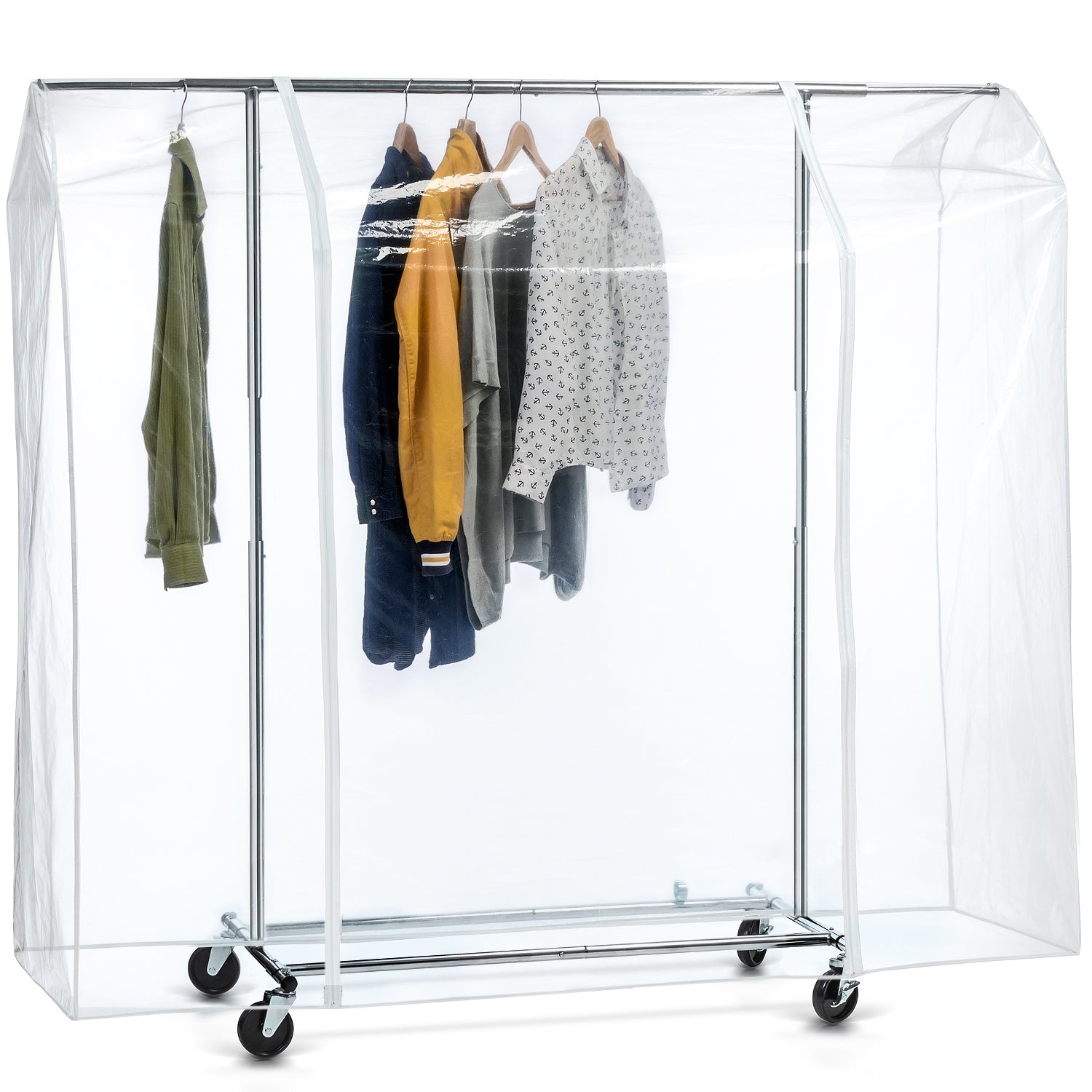 Tatkraft Big - Cover for Clothes Rails keeps Clothes Free from Dust and Dirt, Garment Rack Protection Cover with Zipper, Transparent