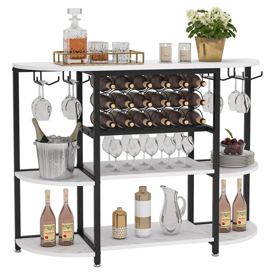 Rack, 47 Inch Freestanding Wine Bar Cabinet with Storage Shelves Tribesigns