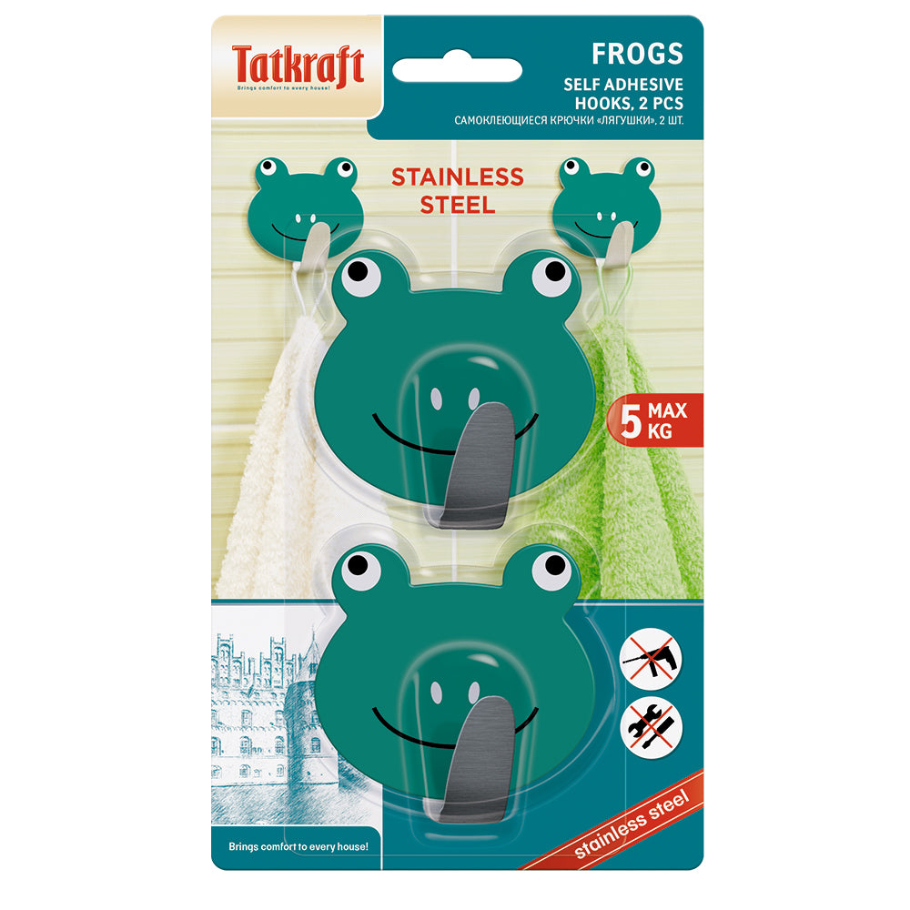 Strong Self Adhesive Hooks for Towels and Coats, Set of 2, Stainless Steel