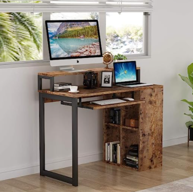 Computer Desk, Writing Desk with Push-Pull Keyboard Tray, Tribesigns, 1