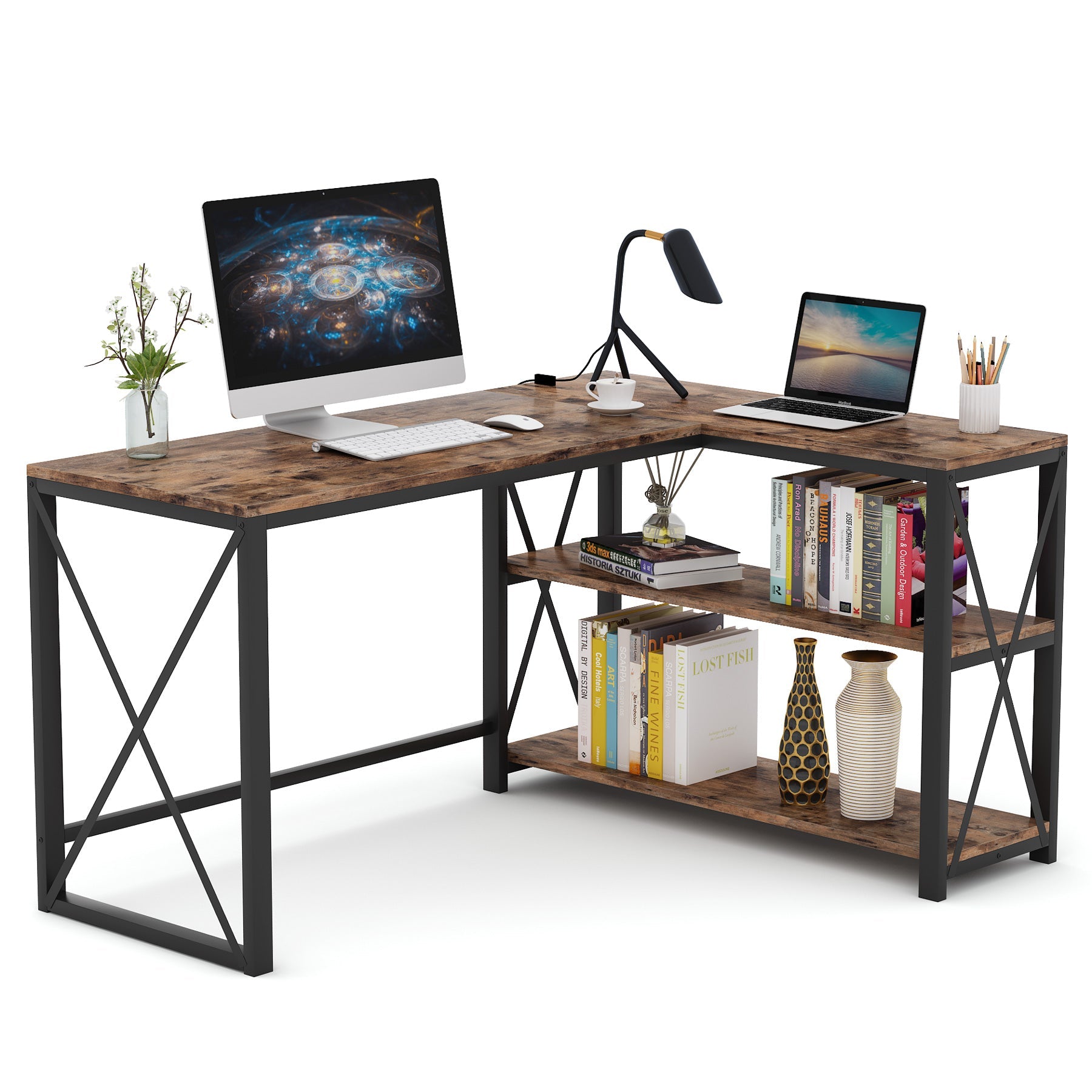 Standing corner desk, corner gaming desk, pc desk – TatkraftShop.com