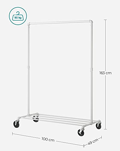 Clothes Rail, Clothes Rack on Wheels, Heavy-Duty Clothing Rail, Holds 90 kg, SONGMICS, 6
