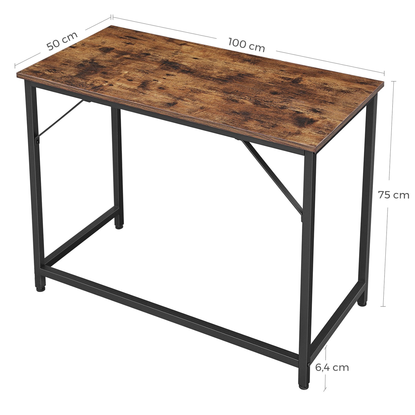 VASAGLE - Writing Desk, Computer Desk, Small Office Table, 100 x 50 x 75 cm, Study, Home Office, Simple Assembly, Metal