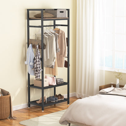 Clothes Rail, Heavy Duty Clothes Rail, Free Standing Coat Rack, Hallway Coat and Shoe Storage, Open Wardrobe, Tribesigns, 4