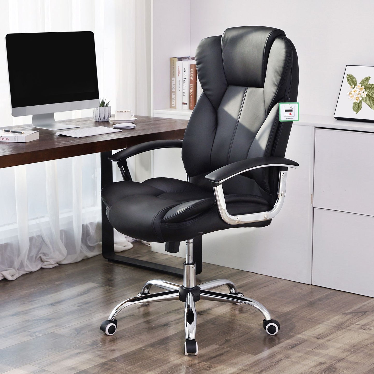 Home office chair - black office chair, gaming office chair. Computer Chair, PU, Black - SONGMICS 1