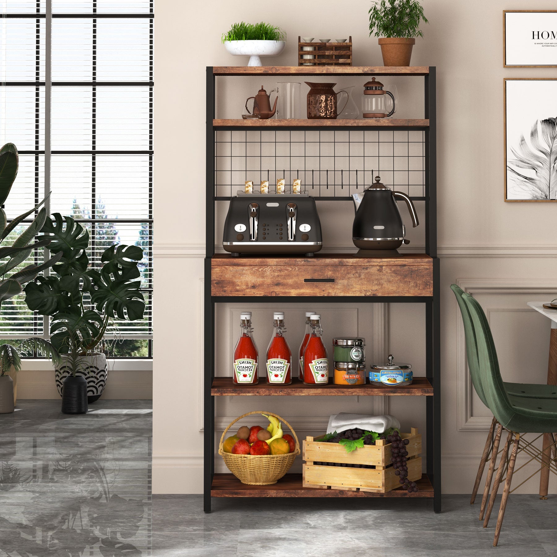 Tribesigns Baker's Rack, 5-Tier Kitchen Storage Shelf with Hutch Tribesigns