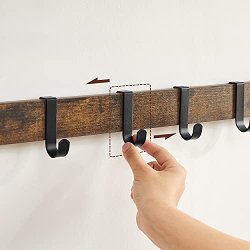 Wall-Mounted Coat Rack, Wall Shelf with 10 Removable Hooks, Clothes Rail, Coat Hooks with Shelf, VASAGLE, 6