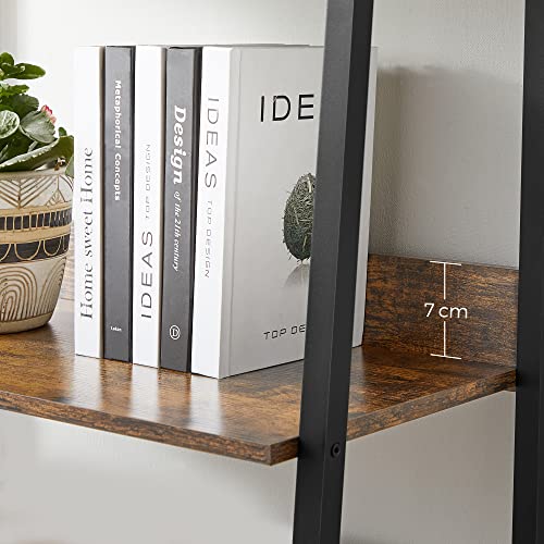 Ladder Shelf, 5-Tier Narrow Shelf, Bookshelf for Home Office, Kitchen, Industrial, Rustic Brown and Black, VASAGLE, 3