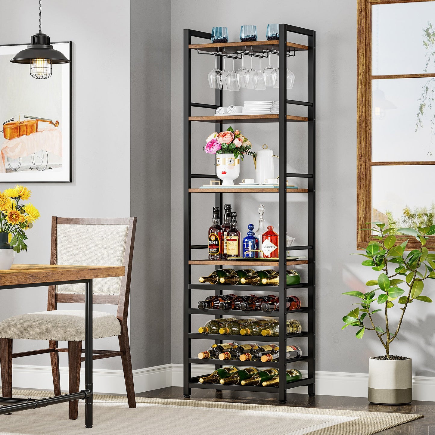 Wine Rack, Tall Wine Rack, 9 Tier 20 Bottle, Narrow Wine Rack, Free Standing Wine Rack, Tribesigns, 2