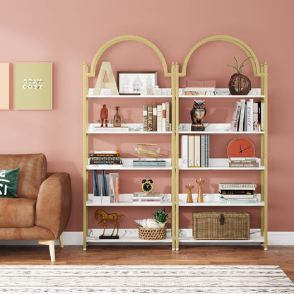 Bookshelf, 72.44" Arched Etagere Bookcase 5-Tier Shelves, Tribesigns, 3